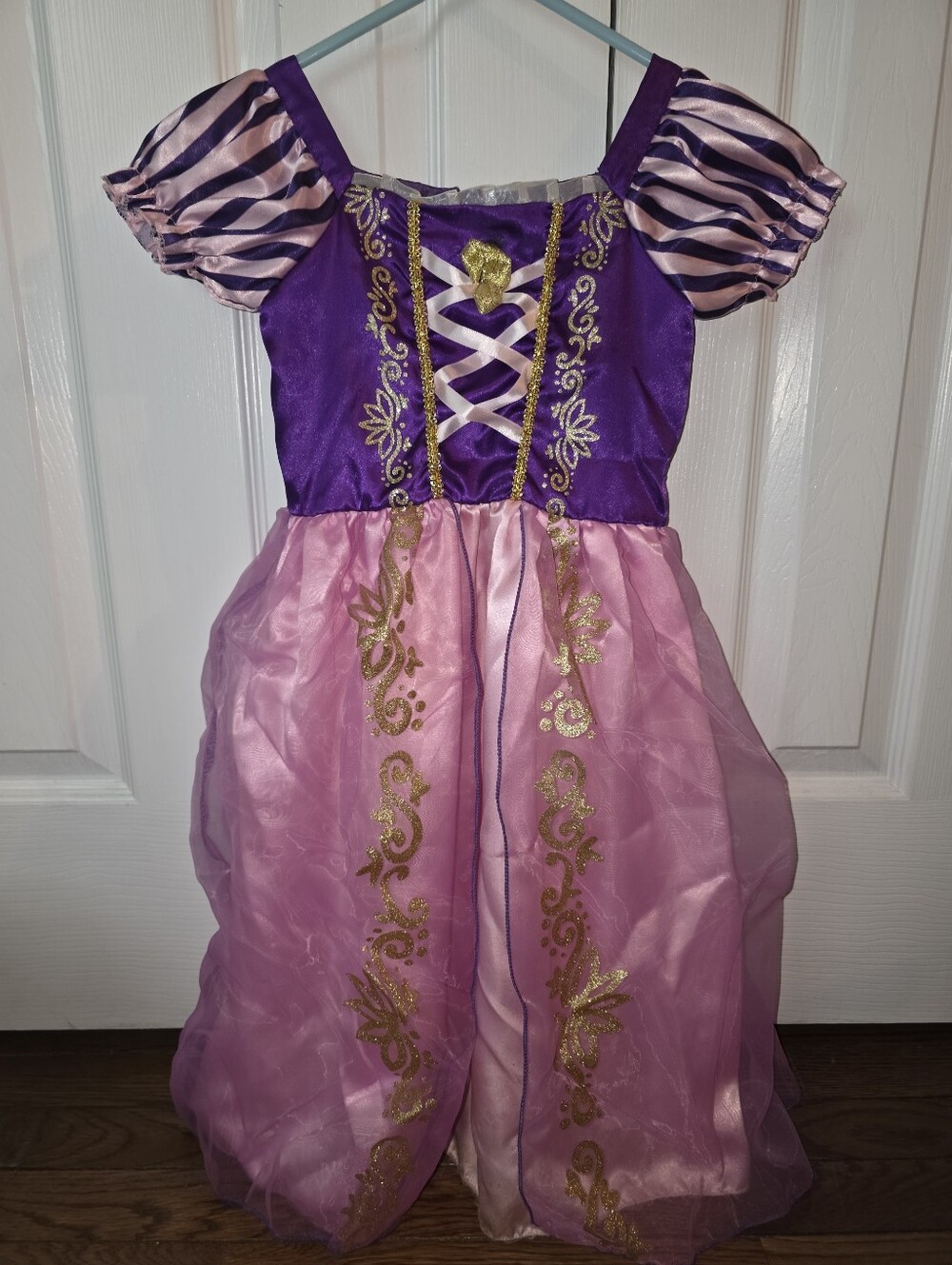 Girls Rupunzel Purple & Pink Princess Dress Up size 4 gold trim zip up